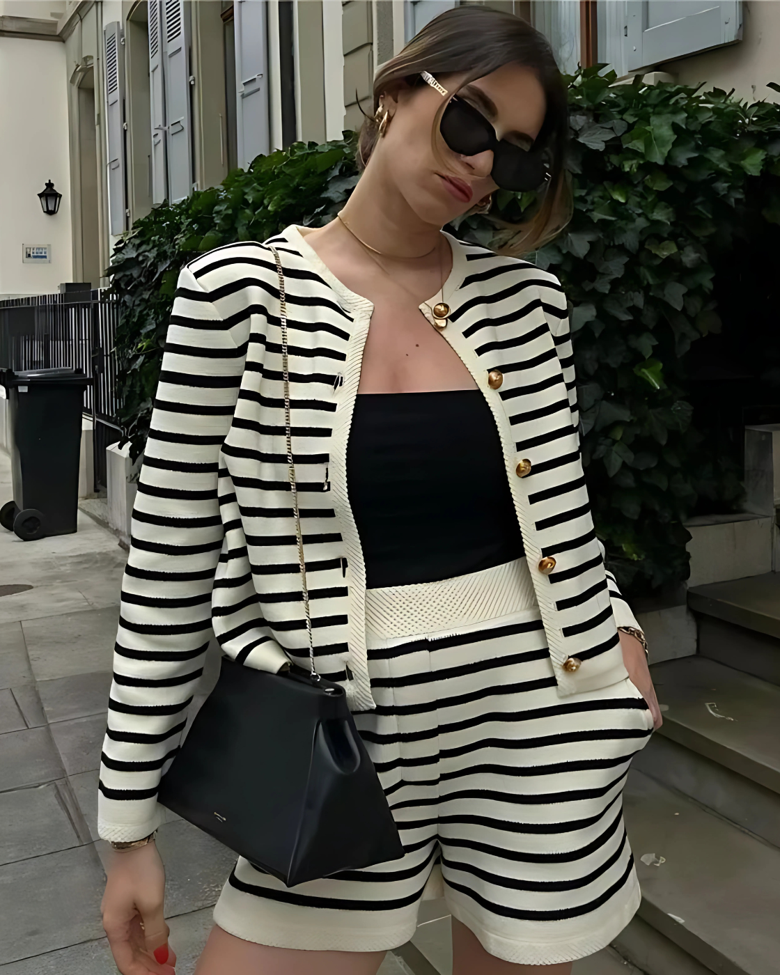 Conjunto Cardigan Amélie | Shorts de Tricô Amélie (Estio Francês)